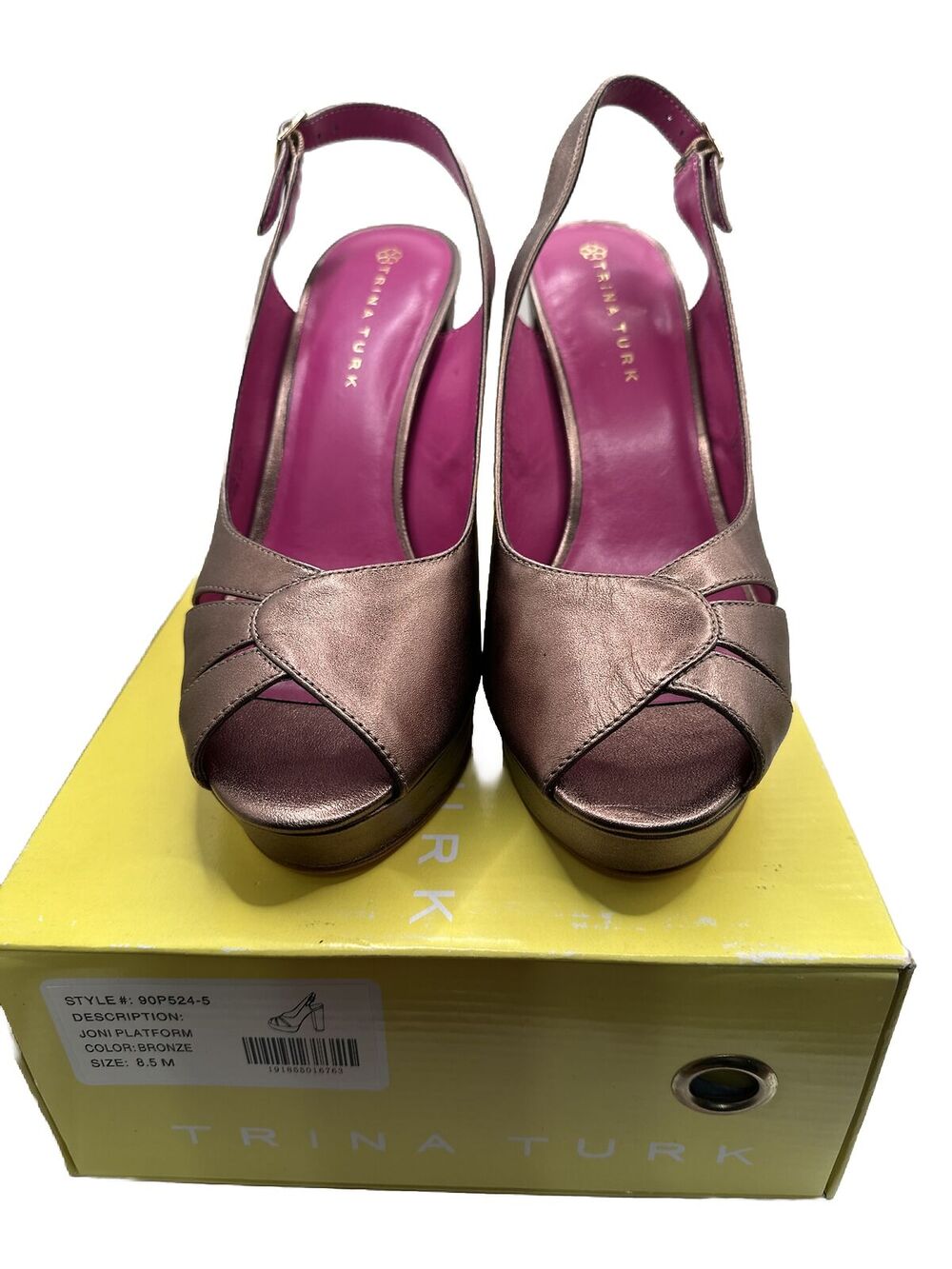 Trina Turk Women’s Bronze Joni Platform Shoes High Heel Size 8.5 NEW WITH BOX
